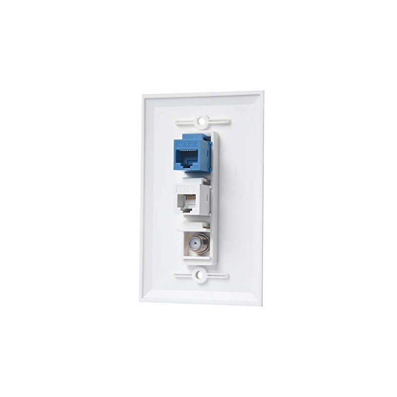 Coax Ethernet Phone Wall Plate - 1 Port Cat6 RJ45