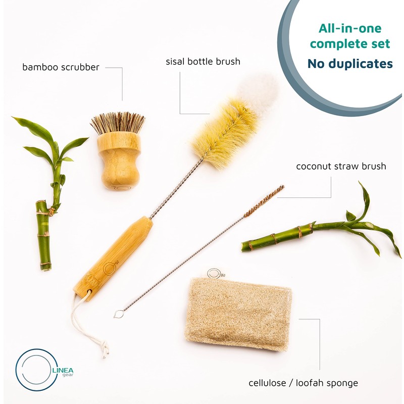 Bamboo Dish Brush Set – Eco Kitchen Cleaning Kit |