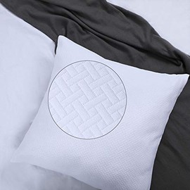 White Euro Sham Covers 26x26 Quilted Pattern Matelasse European Pillow Covers Set of 2 Textured Euro Pillowcases Brocade Large Lattice Jacquard Basket Weave Thick GEO Cotton Big Square Pillow Covers