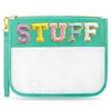 LSxia Chenille Letter Clear Travel Zipper Pouch Nylon Makeup Bag,