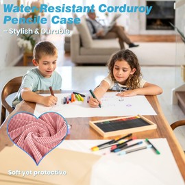 JAESITETER Big Capacity Pencil case,Soft Corduroy Pencil Bag with 3 Compartment Pouch Bag for School Supplies Office for Teen Girls Boys Women Man