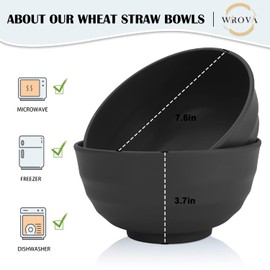 Juego de cuencos de paja de trigo de 6 tazones de cereales grandes irrompibles de 6 onzas, aptos para microondas y lavaplatos, cuencos grandes para acampar y pícnic, tazón de sopa sin BPA para servir