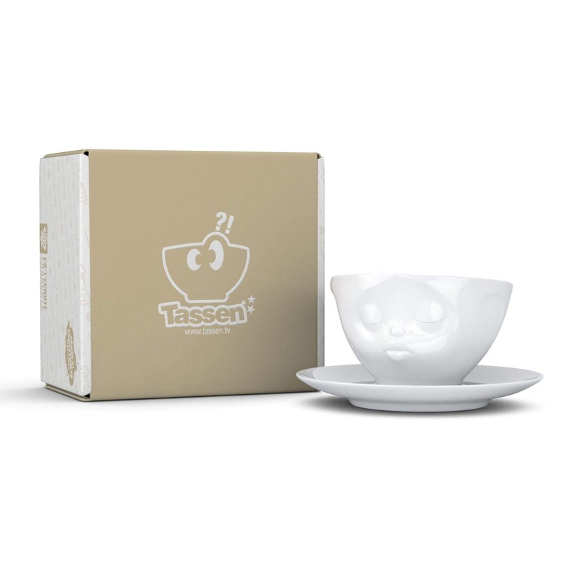 Coffee Cup With Saucer Kissing Design White