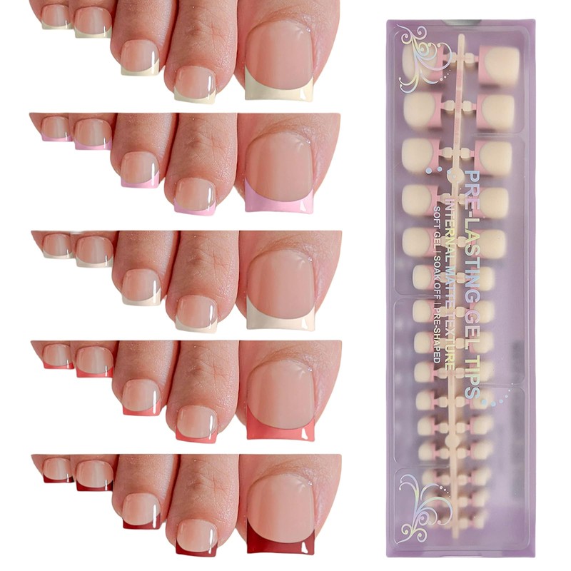 OPkssnails Uñas postizas cortas para pies, 150 unidades, tonos de