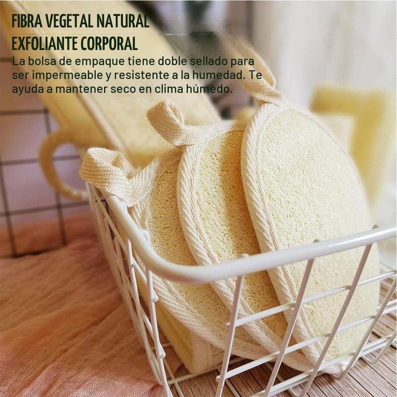 Esponja de baño natural 4 piezas exfoliante corporal de fibra