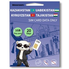 Central Asia 4 Countries SIM Card for Travel -Kazakhstan, Kyrgyzstan, Tajikistan and Uzbekistan 5G/4G/LTE Coverage, Easy Management and Setting, Data only No Phone Number,No Contract