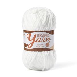 Fluffy Velvet Yarn for Crocheting，Baby Blanket Yarn for Crocheting Soft，50g(65.6yds) Amigurumi Plush Chenille Crochet Yarns ，Puzzle Yarns for Crochet Craft (Snow White)