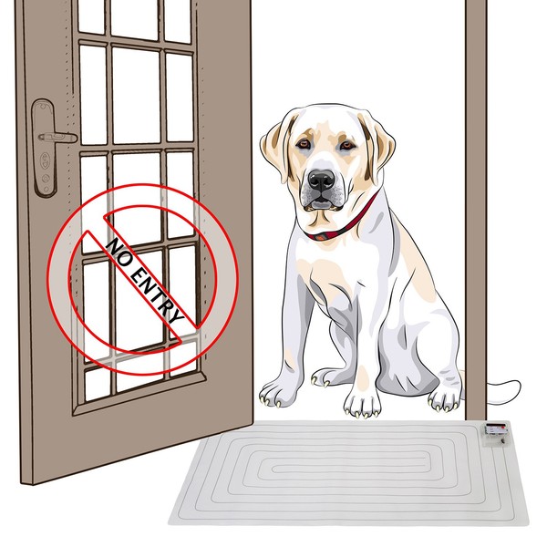 Jumbl SHOCK + SOUND 'Stay Away Mat' for Training Dogs, Cats, & Pets – Indoor Sofa Furniture Kitchen Porch Etc. Protection - Powered by 9V Battery or Wall Adapter (Optional) - Outputs Harmless Pulse & Audible Alert - Safe for Everyone