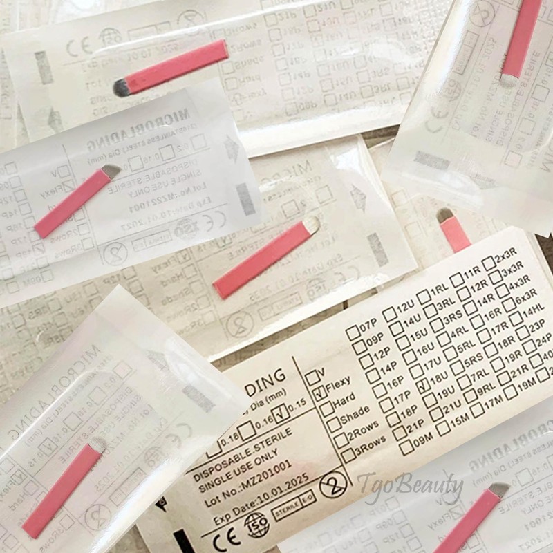 Disposable Microblading Needles 50pcs Pink 0.15mm Nano Microblading Blades Eyebrow