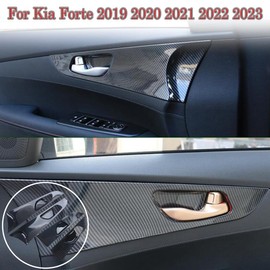 MUXEE Inner Door Pull Handle Bowl Decoration Panel Protect Cover Trim For Kia Forte K3 2019 2020 2021 2022 2023 2024 - ABS wine red Sport Interior Accessories
