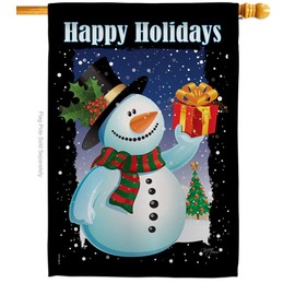 Breeze Decor Holiday Snowman House Flag Winter Christmas Santa Marry Xmas Present Reindeer Season Wintertime Snow Decoration Banner Small Garden Yard Gift Double-Sided, Imported