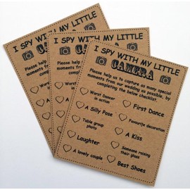Wedding Game ISPY Kraft Cards Qty 20 Trivia Place Setting Table Vintage Shabby Chic I-SPY Table Fun ice breaker