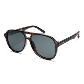 Appassal Polarized Square Aviator Sunglasses for Women Mens 70s Retro Double Bridge Sunnies AP3654,Tortoise/Grey