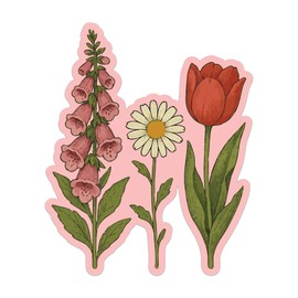 Foxglove Daisy Tulip FDT Decal - Vinyl Sticker for Cars, Laptops, Windows and Water Bottles - 12 Inches Tall