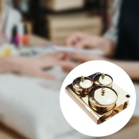 perfeclan 3 Pieces Nail Art Dish Stainless Steel Nail Powder Holder Multipurpose with Cover for Nail Design Tool Home Use Woman, Gold plating