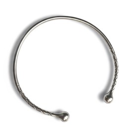 ARTIZANSTORE Historical Jewelry | Celtic Torc Necklace for Boys | Hand Forged Iron | Viking Jewelry | Symbol of Strength | Durable Iron with Simulated Pearl | 7.87 x 6.77 x 1.14 Inches