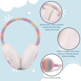 PESAAT Winter EarMuffs for Kids Outdoor Boys Knitted Ear Cover Plush Toddler Girls Ear Warmer 3-8 Years (Rainbow)