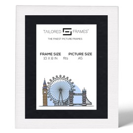 Tailored Frames Seattle White 10" x 8" Frame for A5 Picture | Single Picture Frames | Table Top & Wall Hanging Type | Photo Frame With Black Mount