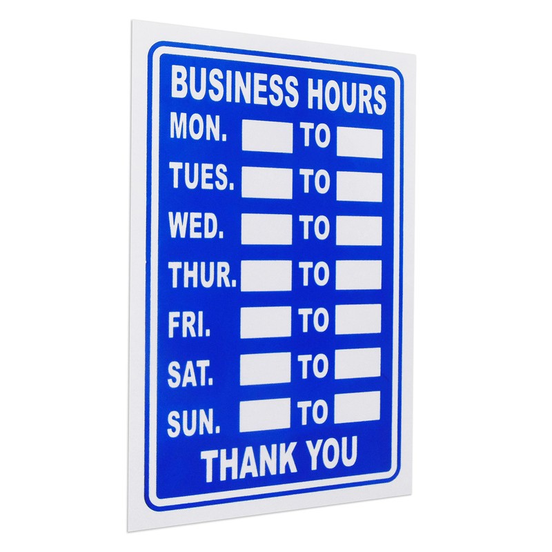 3 x Business Hours Sign Blue High Contrast Opening Closing