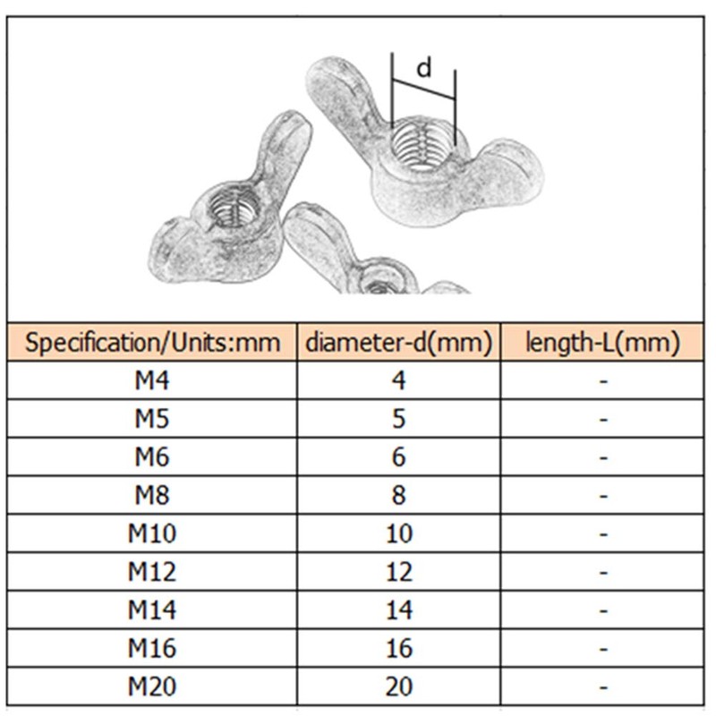 Yudesun Wing Nut Fasteners - Brass Butterfly Nut Bolt Hand