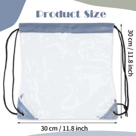 Shappy 30 Pieces Clear Drawstring Backpack, Plastic Waterproof Transparent Stadium Bags String Bag for Gym Travel(Gray)