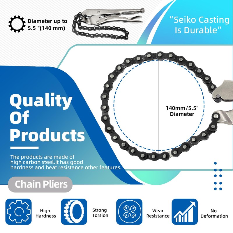Glarks 2Pcs 9" Locking Chain Clamp with 20" Chain, Heavy-Duty