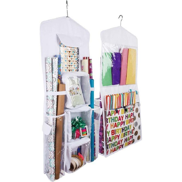 Regal Bazaar Double-Sided Hanging Gift Bag and Gift Wrap Organizer (White)