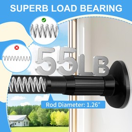 Tension Curtain Rod 51-126 Inch, Long Curtain Rod No Drilling for Window or Bathroom, Outdoor Curtain Rods for Patio Tension Rods, Easy to Install, Non Slip, Rod Diameter 1.26 Inches - Black
