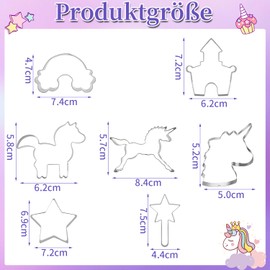 Unicorn Star Cookie Cutters, 7 Pieces, Unicorn Cookie Cutter Set, Stainless Steel Cookie Cutter, Horse Head, Rainbow Cookie Cutter, Cute Pony Cookie Cutter, Gifts for Children