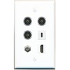 RiteAV Coax HDMI 3 TOSLINK USBC Flat/Solid Wall Plate [White]