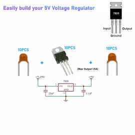 Electronic Voltage Regulator 10 Piece  L7805CV L7805 7805 Positive Voltage Regulator 5V 1.5A TO-220 IC  (KIT)