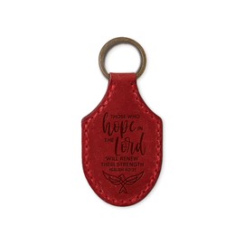 Bible Verse Keychain - Red, Hope in the Lord, Is 40:31 - Genuine Natural Leather Key Chain w/ Inspirational Scripture, Christian Keychains For Women As Church Gifts For Women & Girls