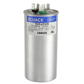 BOJACK 75+5 uF ±6% 75/5 MFD 370/440 VAC CBB65B Dual Run Start Round Capacitor for Condenser Straight Cool or Heat Pump Air Conditioner or AC Motor and Fan Starting