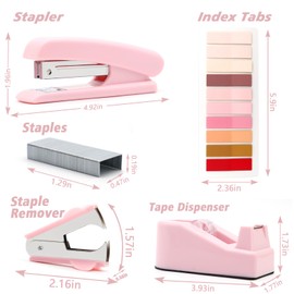 Pink Desk Accessories, Pink Office Supplies, Stapler and Tape Dispenser Set, Pink Desk Accessory Kit, Gift for Students, Women, Coworkers, Boss Lady, Office Clerks