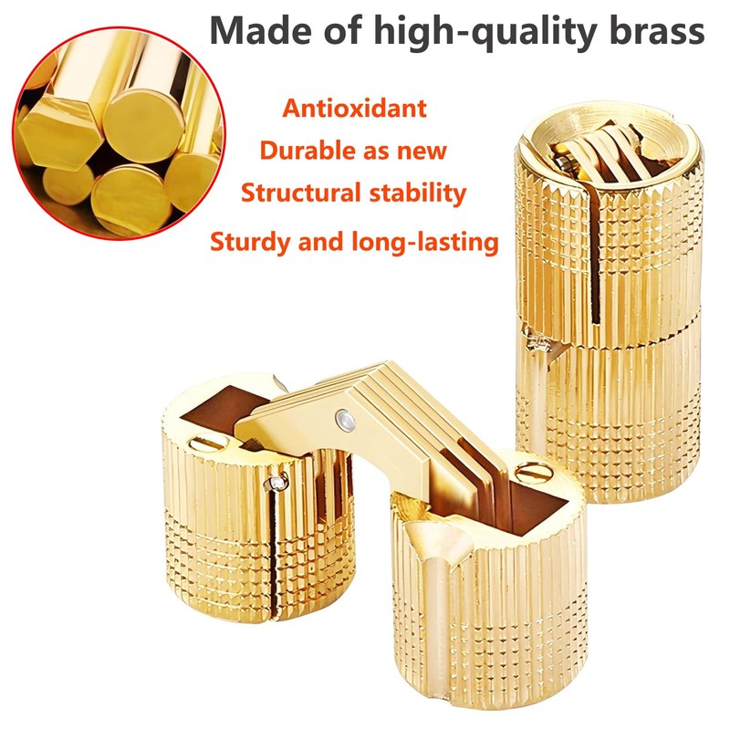 Qrity Pack of 3 Concealed Copper Hinge, Barrel Hinge Invisible,