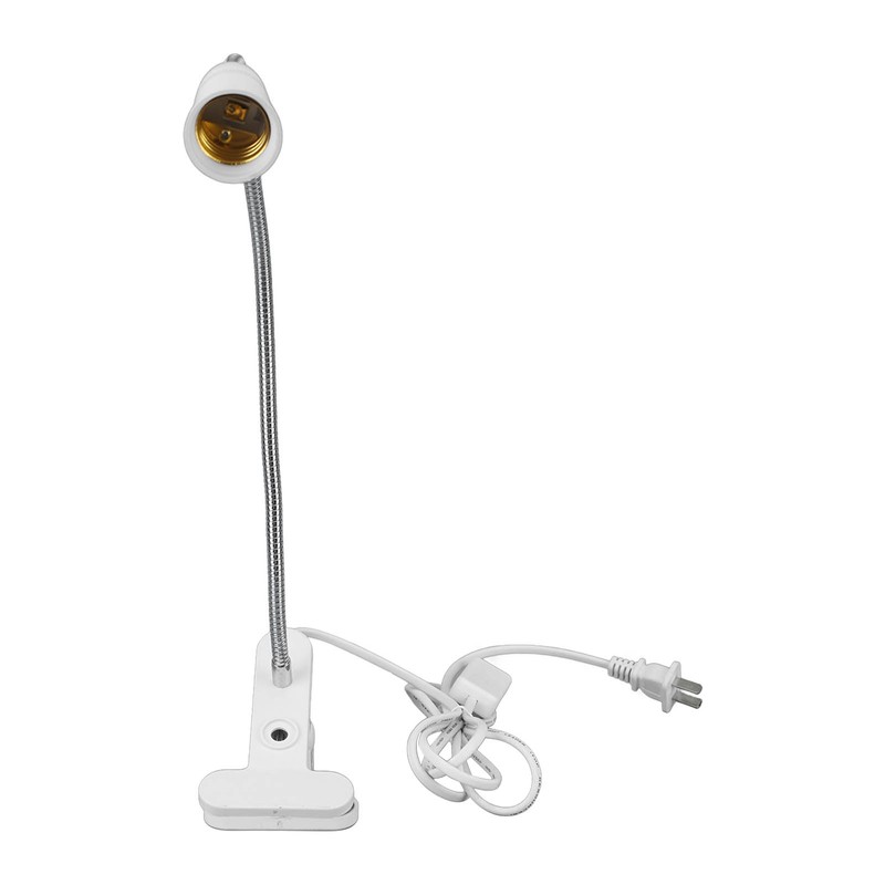 E26/E27 Clip Desk Lamp Holder 5.9ft Cable 11.8in Gooseneck Design
