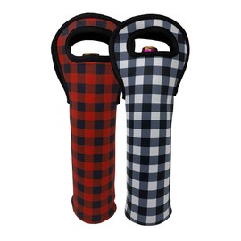 Wine Bags for Wine Bottles (Set of 2), Wine Gift Bags, Wine Tote, Christmas Wine Bottle Cover, Holiday Wine Gift Bags, Christmas Wine Gift Bags, Unique Wine Bags (Buffalo Plaid)