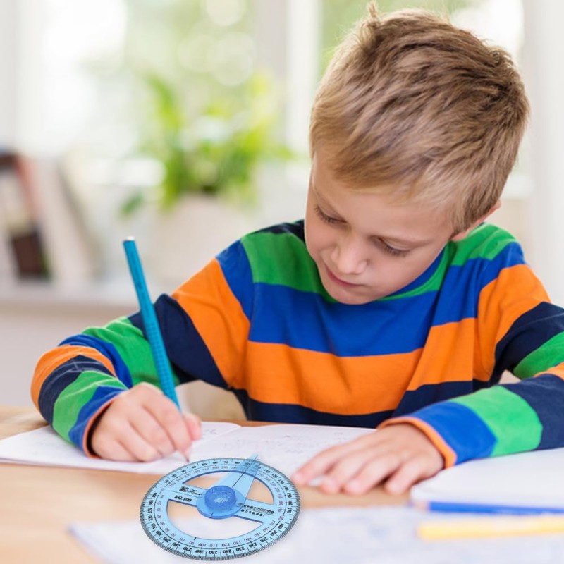 3 Pcs 360° Protractor Set, Multi-Functional Circle Protractor with Swing