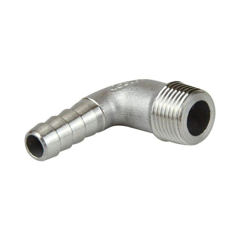 Quickun 304 Stainless Steel Hose Barb Fitting Elbow, 3/8" Barb