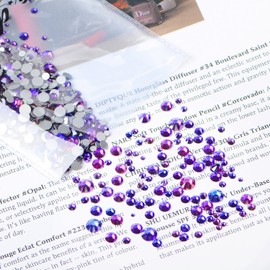 AD Beads 1440pcs Mixed Size Non Hotfix Quality Rhinestones Flatback Nail Art Pick Color (37 Purple Velvet)