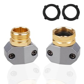 Hooshing Garden Hose Repair Kit Aluminum Male and Female Hose Repair Fittings with Zinc Clamp for 3/4" and 5/8" Water Hose End Replacement 1 Set