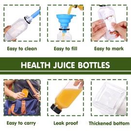 KAHEIGN 12Pcs Plastic Juice Bottles with Tamper Caps, 12oz /360ml Empty Clear Juice Beverage Containers Reusable Water Bottles with Lids, Label, Funnel and Brush for Smoothie Milk Homemade Beverages