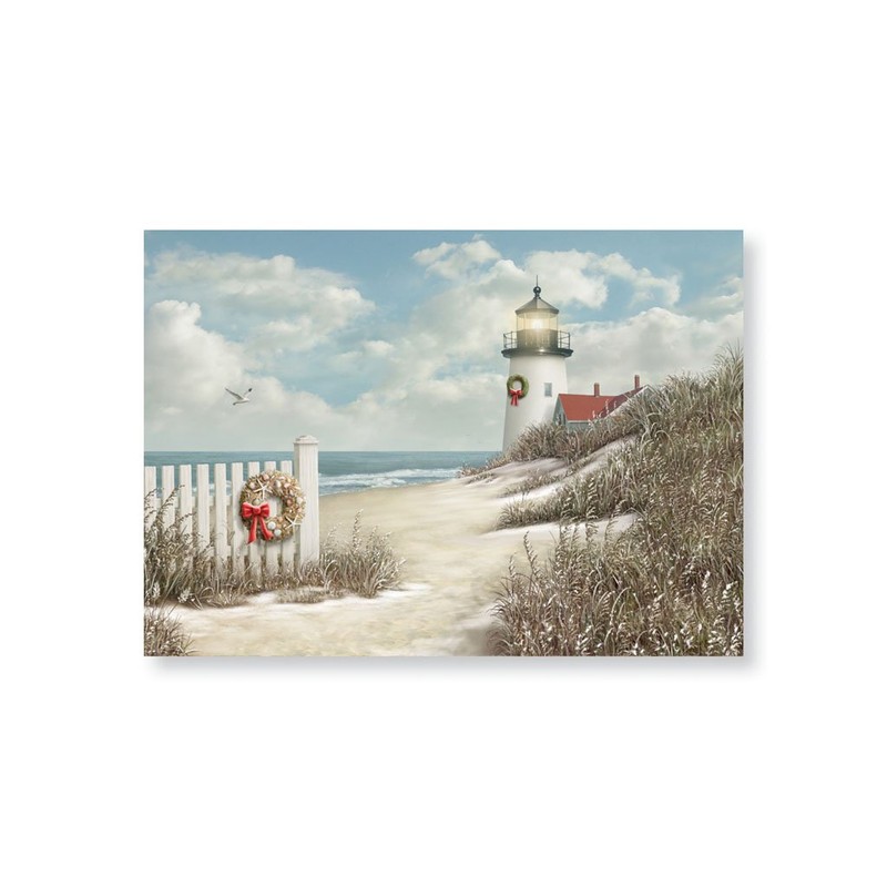 Peaceful Shore Holiday Lighthouse 16 Boxed Christmas Cards and Envelopes