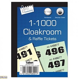 2 X Stationery cloakroom and raffle tickets 1-1000