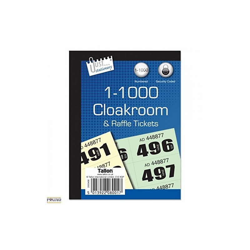2 X Stationery cloakroom and raffle tickets 1-1000
