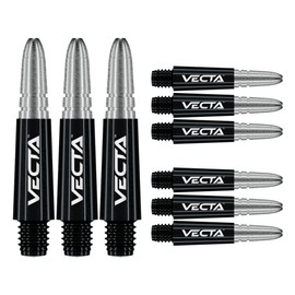 WINMAU Dart Shaft - Vecta Polycarbonate Dart Stems - 1 Set per pack (3 darts Shafts in total) - Professional Darts Accessories - Black and Silver Short Shafts