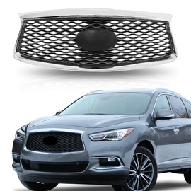 UnayKolb For 2016 2017 2018 2019 2020 Infiniti QX60 Front Bumper Upper Grille Black & Chrome Mesh Grill W/camera Option IN1200135