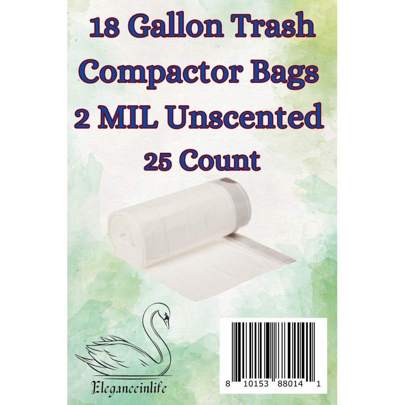 Eleganceinlife 18 Gallon Trash Compactor Bags 2 MIL Unscented 25