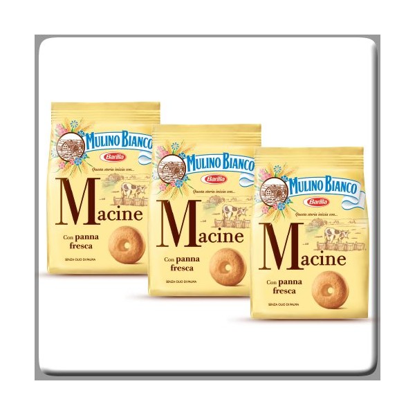 Mulino Bianco: "Macine" Shortbread cookies Cream - 12.3 Oz (350g) Pack of 3 [ Italian Import ] …
