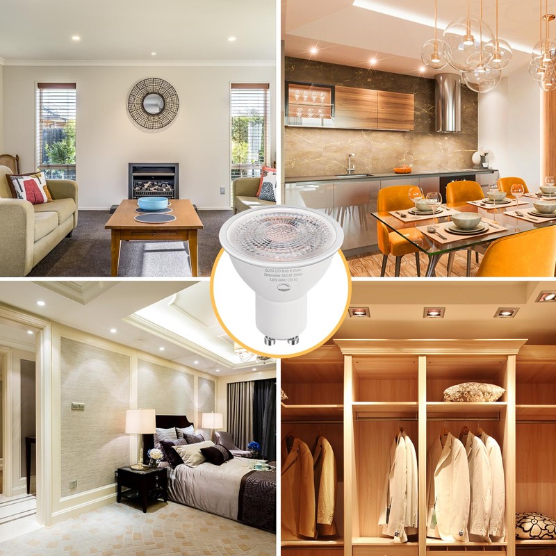 SETEN 6-Pack GU10 LED Bulbs Dimmable,6W (50W Equivalent), 3000K Soft